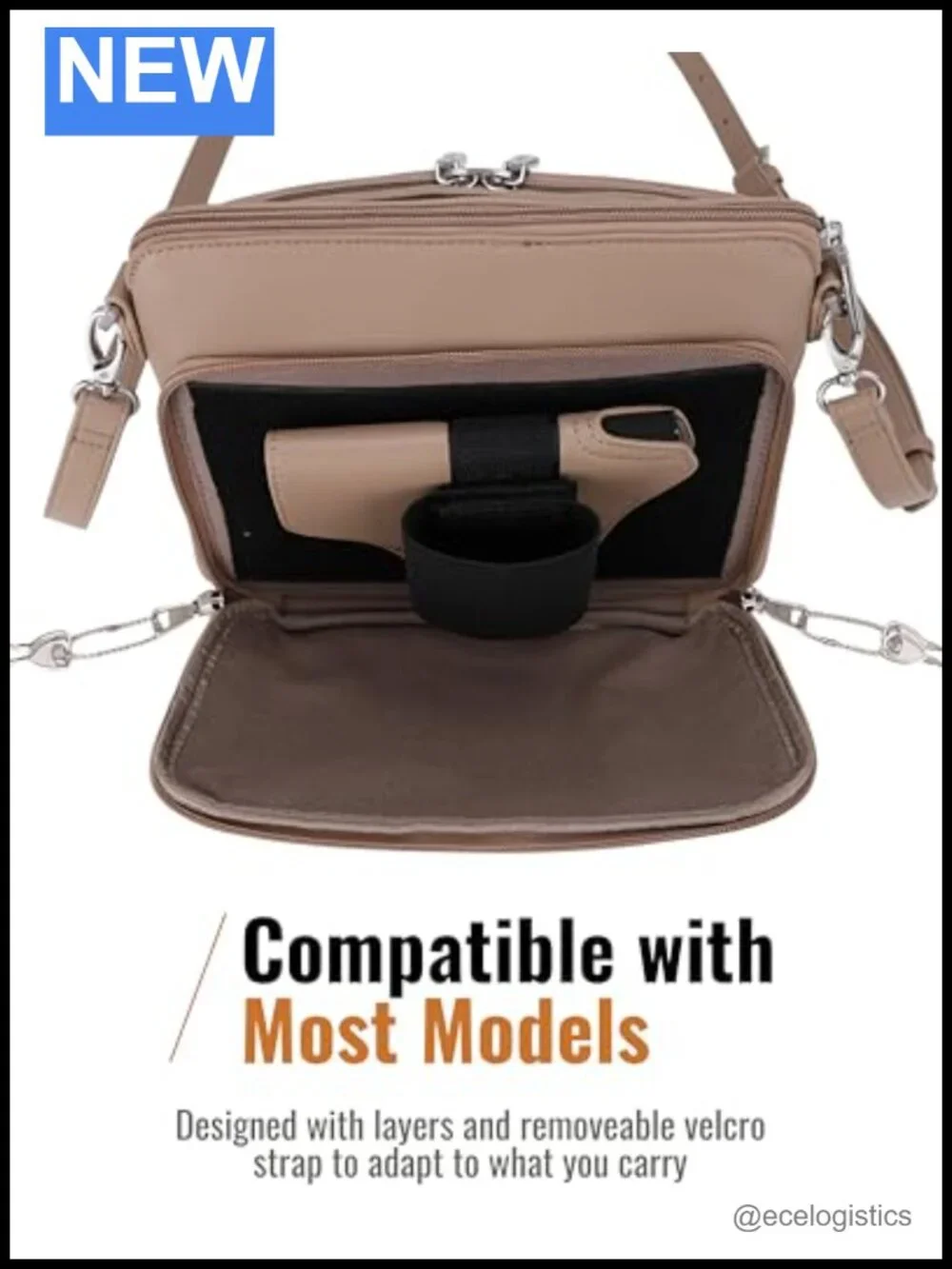 Vegan Leather CCW Crossbody Bag with Adjustable Strap Multi-Zipper